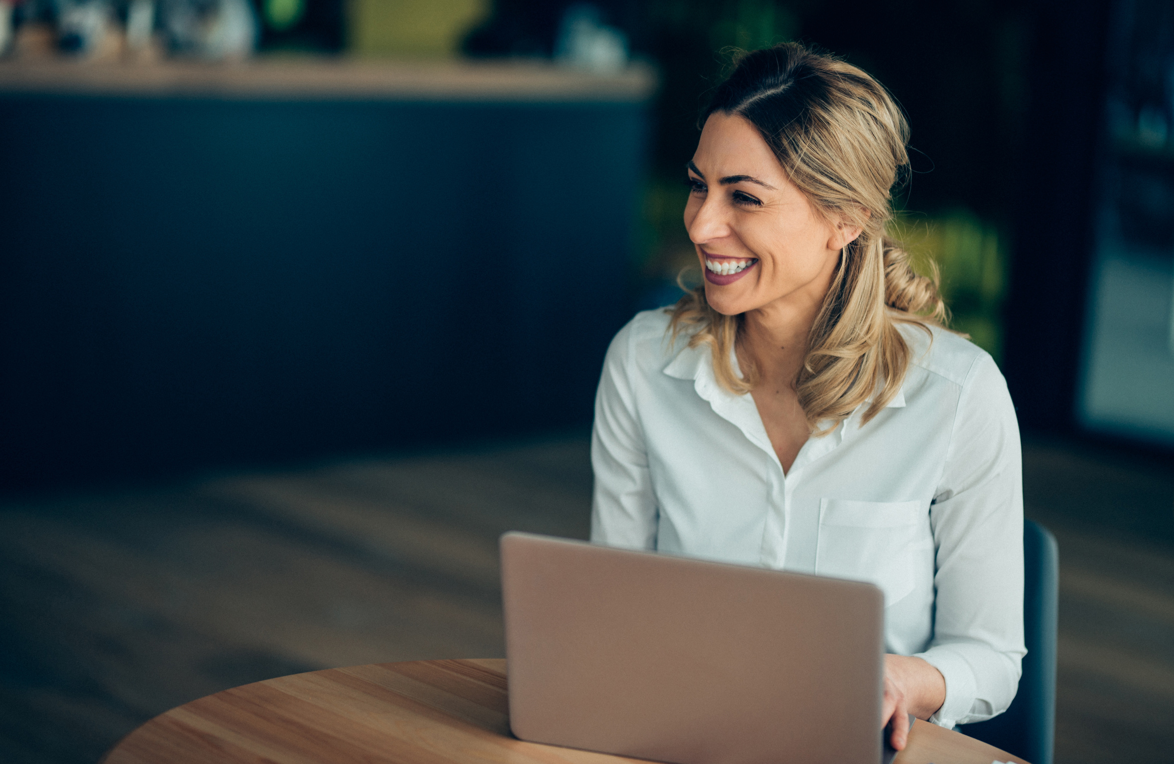 Smiling Business woman working
